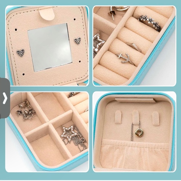 Mini Travel Lt Blue Faux Leather Jewley Box Lot of 3 - Picture 5 of 13